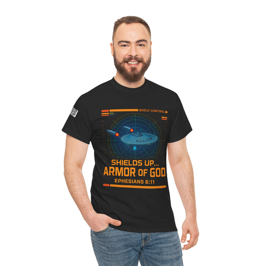 Shields Up Armor of God Tee — Faith Meets Sci-Fi Protection