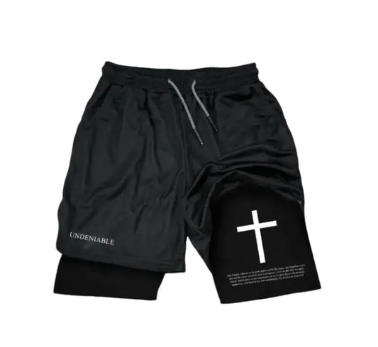 Double-Layer Printed Athletic Shorts — Galaxy & Faith Fusion Sportswear