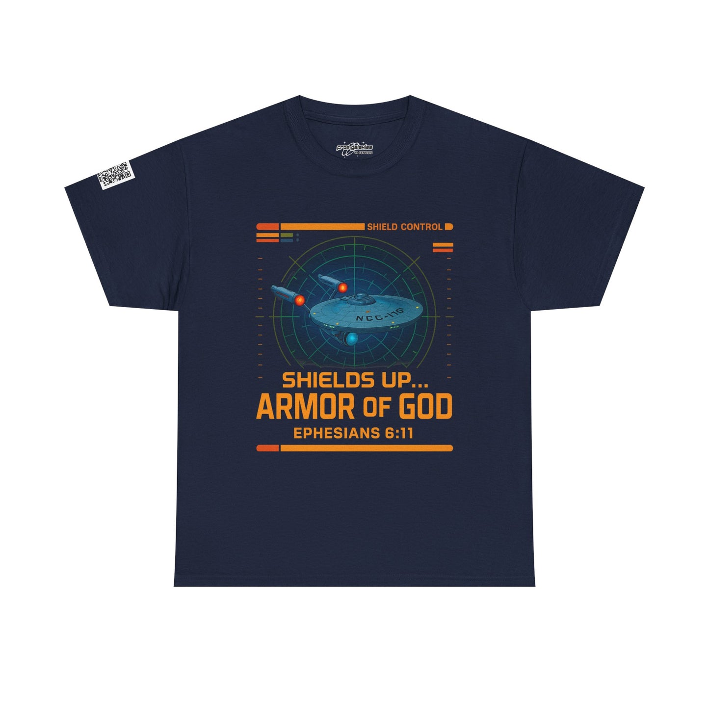 Shields Up Armor of God Tee — Faith Meets Sci-Fi Protection