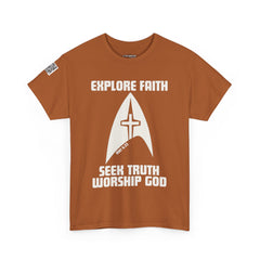 Explore Faith, Seek Truth, Worship God Cotton Tee