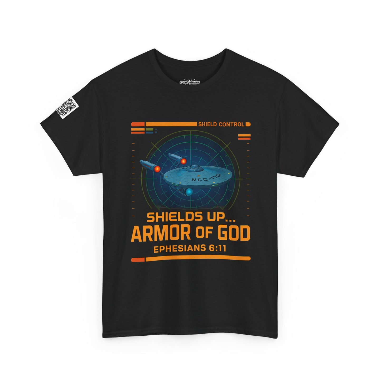 Shields Up Armor of God Tee — Faith Meets Sci-Fi Protection