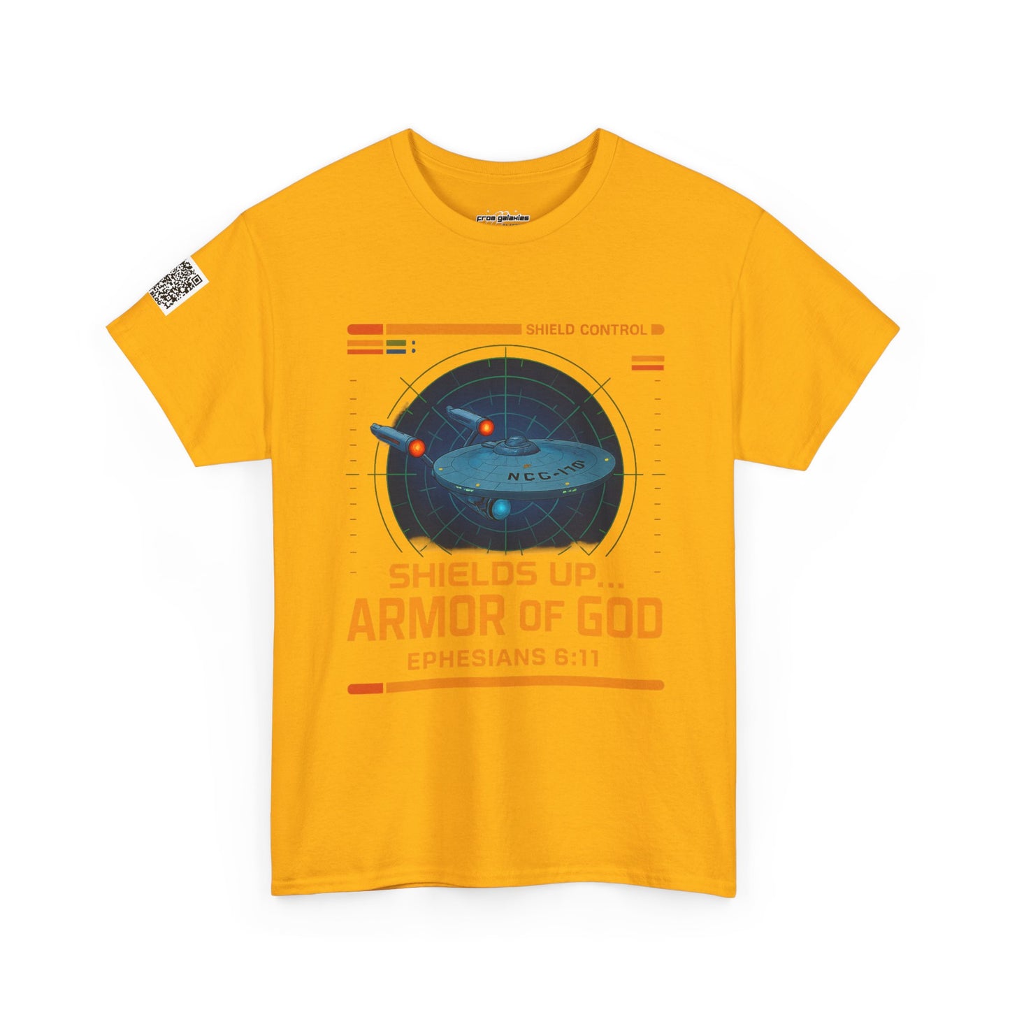 Shields Up Armor of God Tee — Faith Meets Sci-Fi Protection