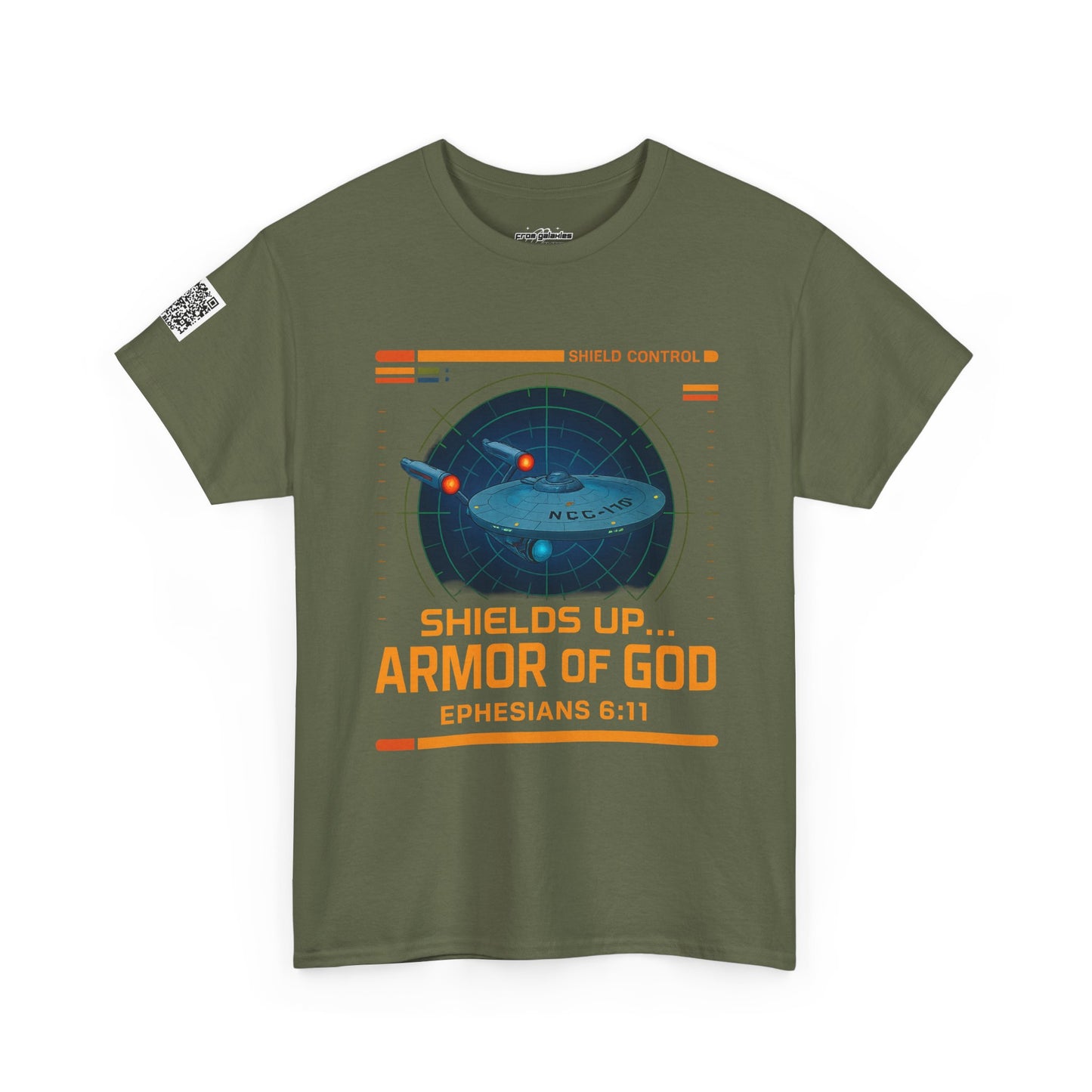 Shields Up Armor of God Tee — Faith Meets Sci-Fi Protection