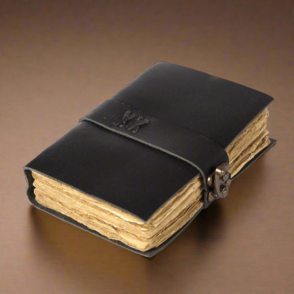 Handcrafted Vintage Leather-bound Journal with Lock