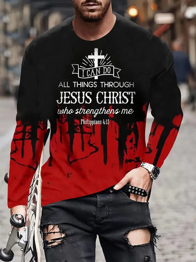 3D Printed JESUS Vintage Men's T-Shirt Long sleeve