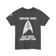 Explore Faith, Seek Truth, Worship God Cotton Tee