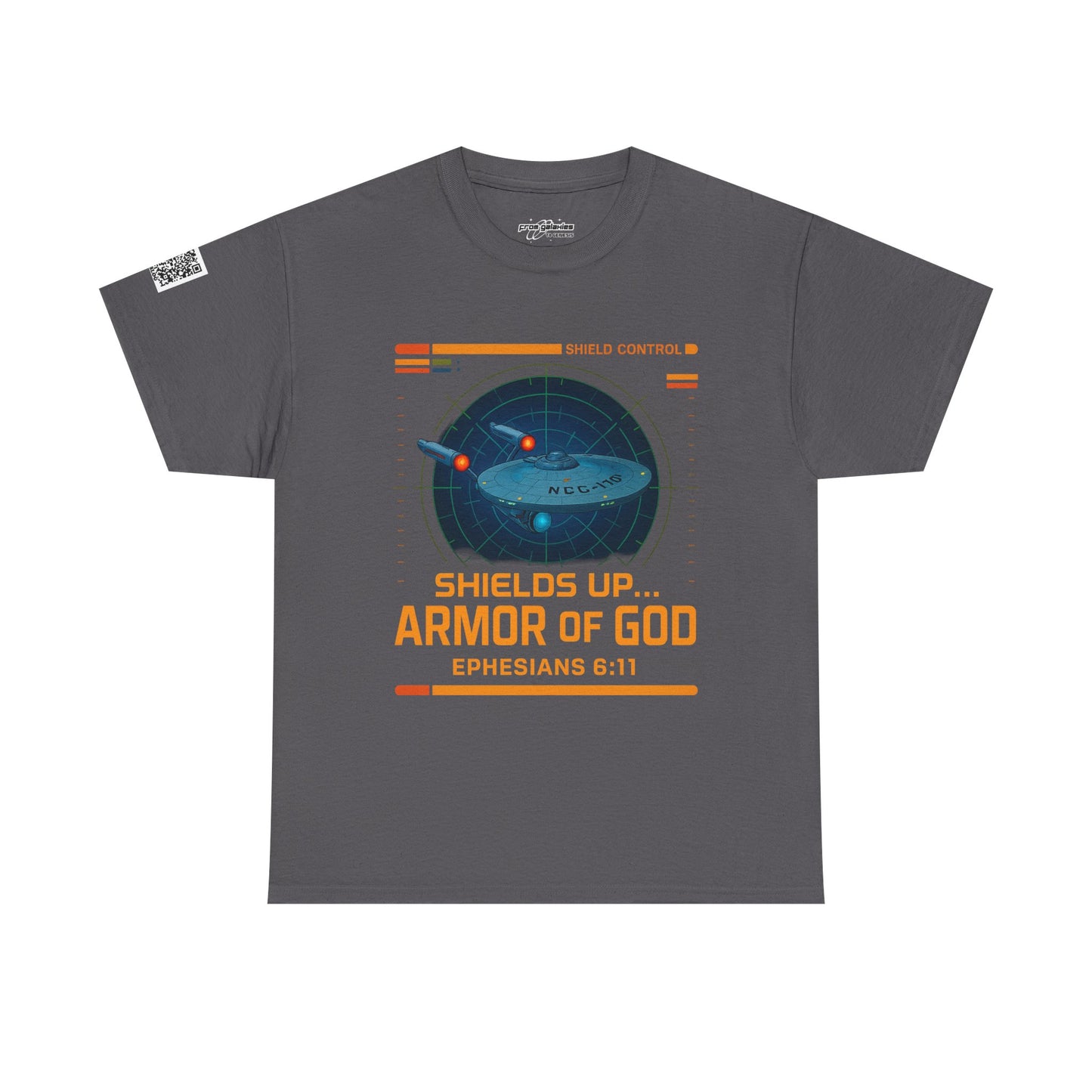 Shields Up Armor of God Tee — Faith Meets Sci-Fi Protection