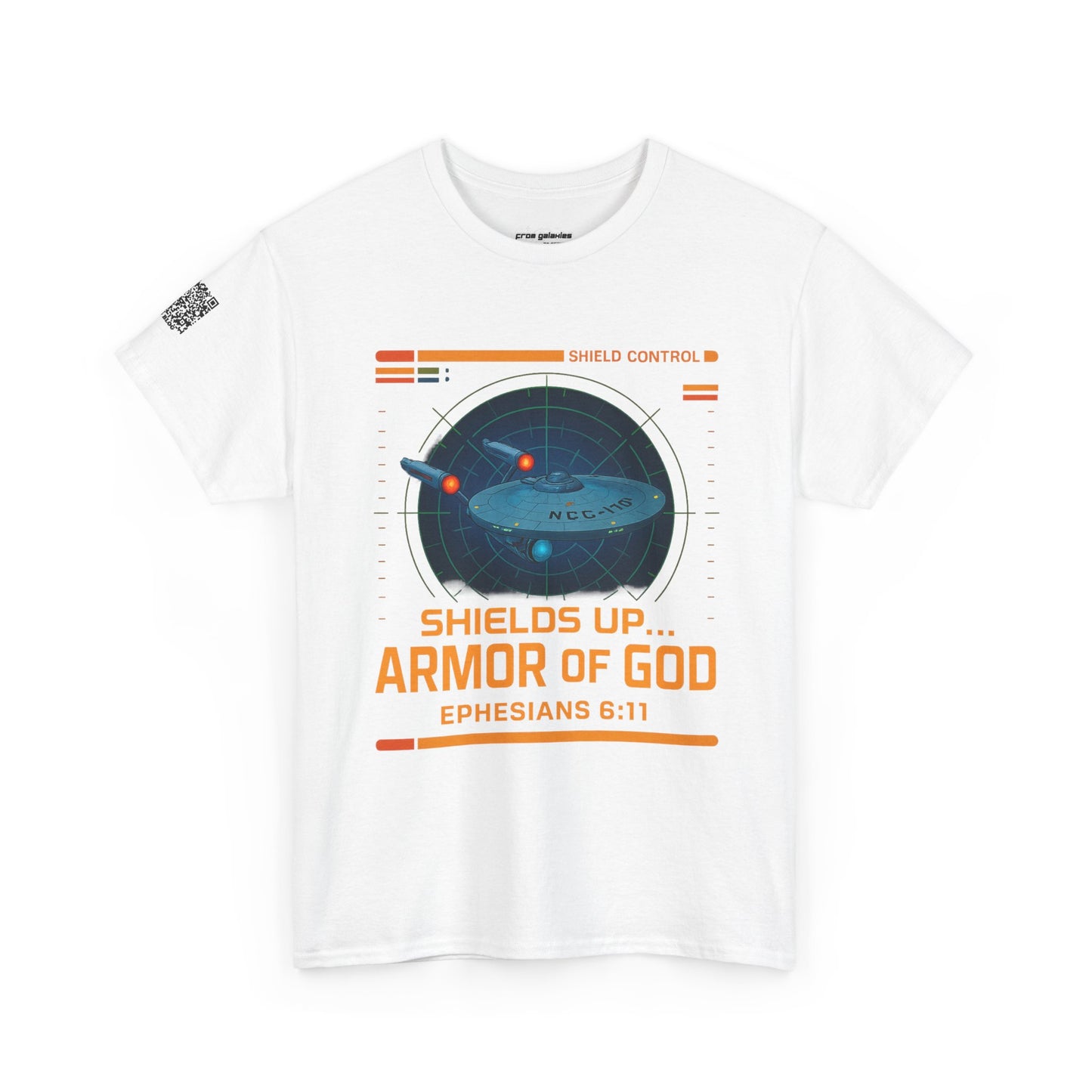 Shields Up Armor of God Tee — Faith Meets Sci-Fi Protection