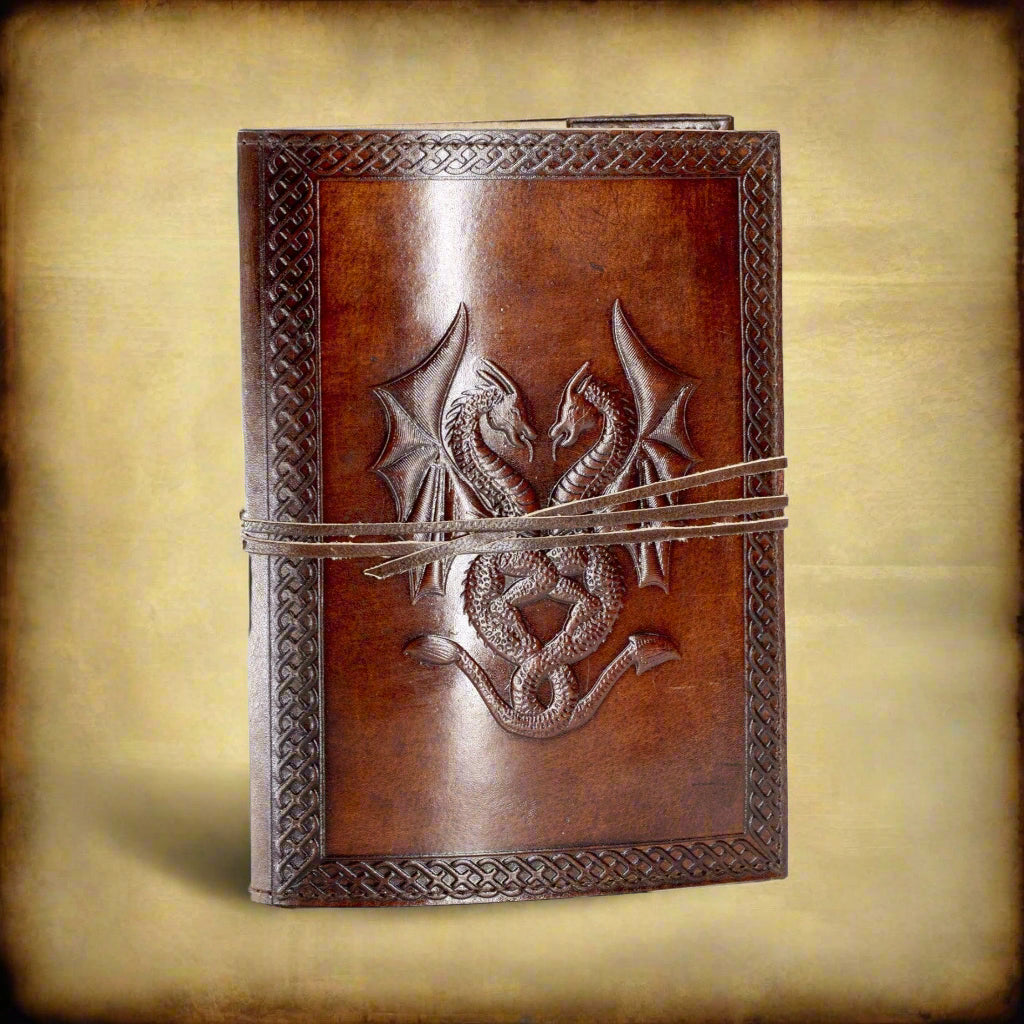 Handmade Leather Double Dragon Journal
