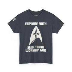 Explore Faith, Seek Truth, Worship God Cotton Tee