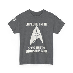 Explore Faith, Seek Truth, Worship God Cotton Tee