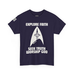 Explore Faith, Seek Truth, Worship God Cotton Tee