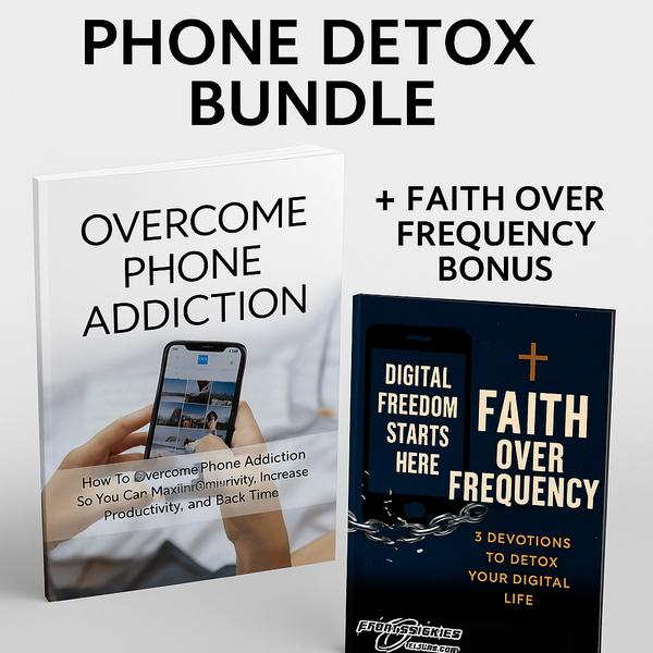 Phone Detox Bundle with 'Overcome Phone Addiction' and 'Faith Over Frequency' eBooks the Digital Freedom toolkit.