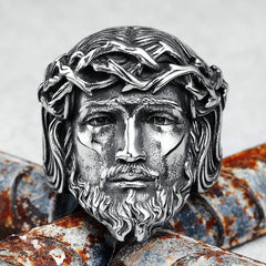 Jesus Stainless Steel Men Ring - From Galaxies to Genesis