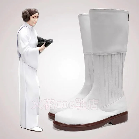 Princess Leia White Cosplay Shoes Boots