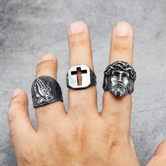 Jesus Stainless Steel Men Ring - From Galaxies to Genesis