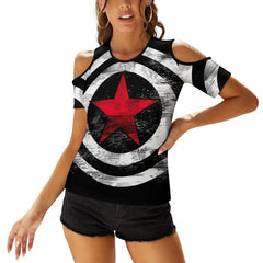 Avengers Slit Sleeve Off Shoulder T-Shirt - From Galaxies to Genesis