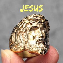 Jesus Stainless Steel Men Ring - From Galaxies to Genesis