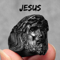 Jesus Stainless Steel Men Ring - From Galaxies to Genesis