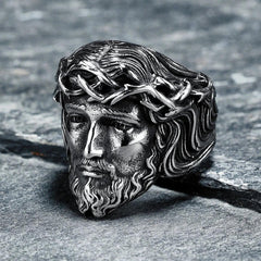 Jesus Stainless Steel Men Ring - From Galaxies to Genesis